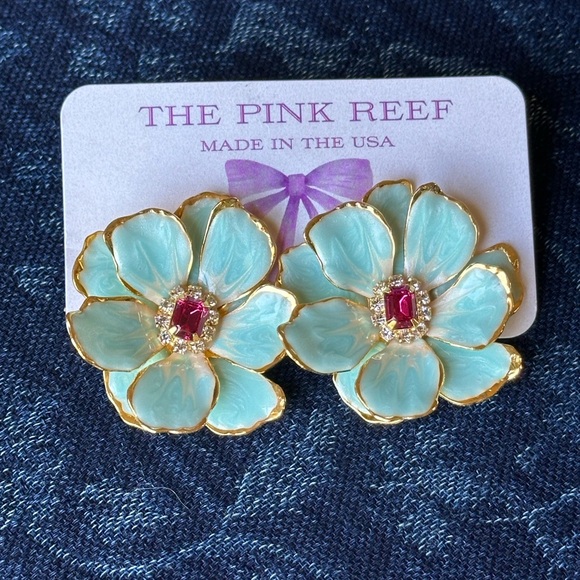Anthropologie The Pink Reef Hand-Painted Earrings - NWT - Picture 4 of 5